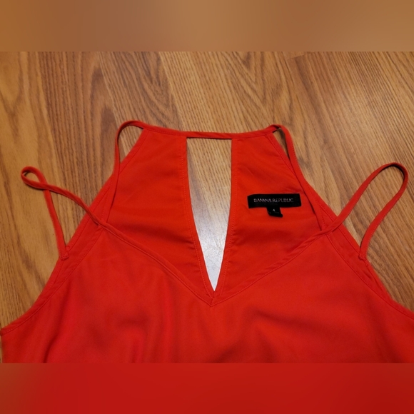 Banana Republic Womens Strappy Cutout Mini Dress V Neck Pockets Sz 4 Posted Red - Picture 9 of 16
